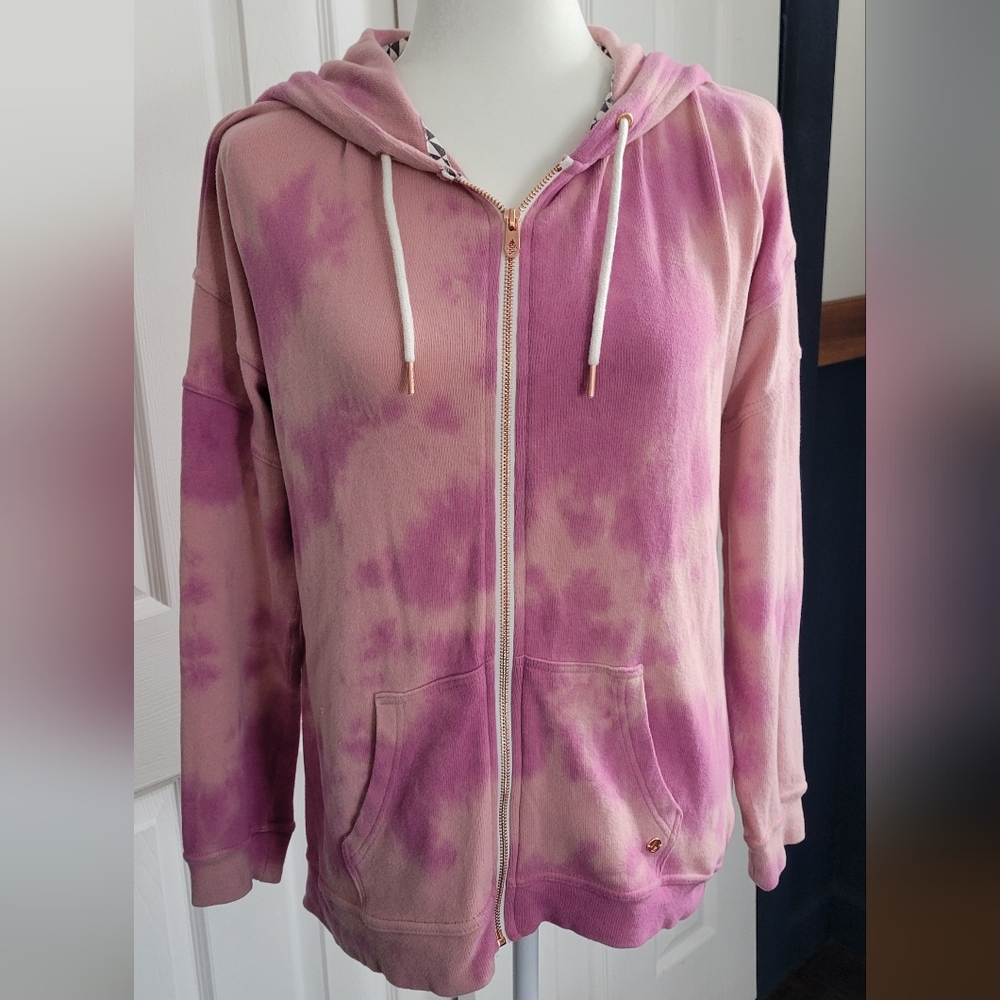Volcom Tie Dyed Pink Zip Up Hoodie, Women's Small